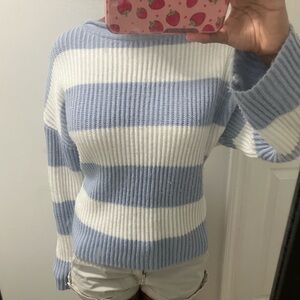 Zesica blue and white striped sweater